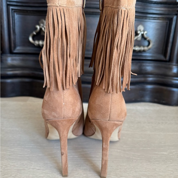 Nine West Tries Pointed Toe Ankle Booties Cognac Suede Size 10 - Picture 8 of 11